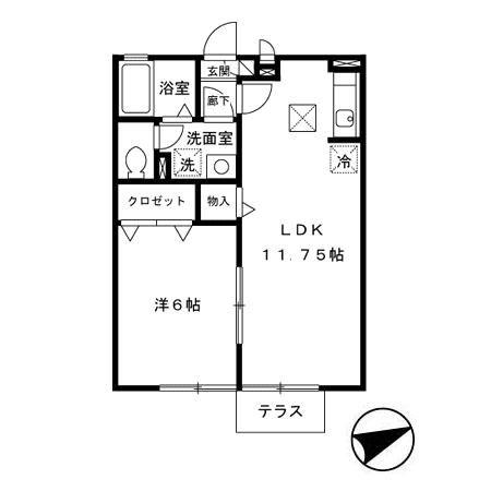 シャンレザン(1LDK/1階)の間取り写真