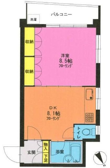 ファミーユカネコ(1DK/3階)の間取り写真