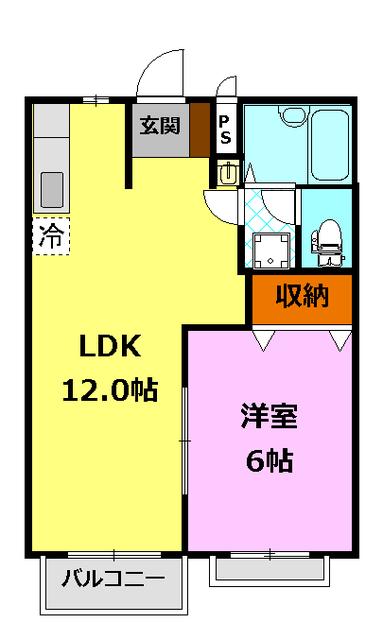スカイコーポ(1LDK/1階)の間取り写真