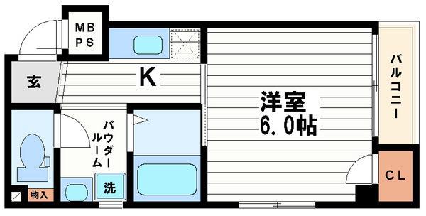 ベルメゾン本町マンション(1K/5階)の間取り写真