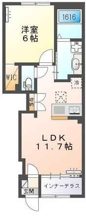 ロベリア(1LDK/1階)の間取り写真