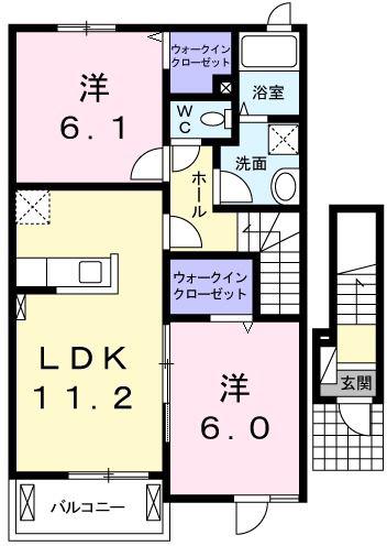 アンバ-コート(2LDK/2階)の間取り写真