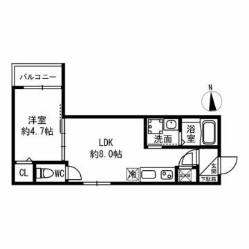 KVELL GARDEN 香里(1LDK/1階)の間取り写真