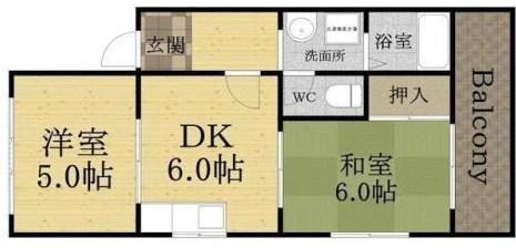 リブ南塚口(2DK/3階)の間取り写真