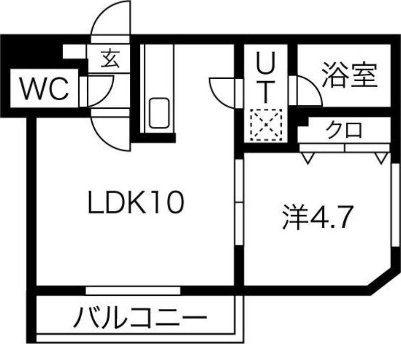 オルセー北17条(1LDK/1階)の間取り写真