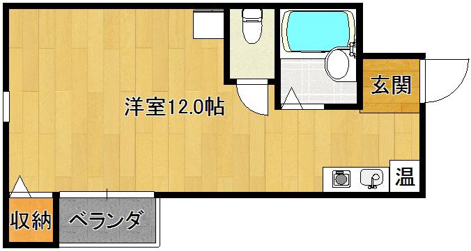 サンビレッジA棟(ワンルーム/3階)の間取り写真