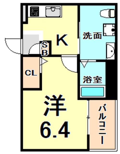 フルール(1K/3階)の間取り写真