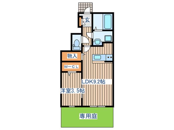 フォレスタ土樋(1LDK/1階)の間取り写真