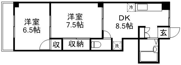 マンションマツヤ(2DK/3階)の間取り写真