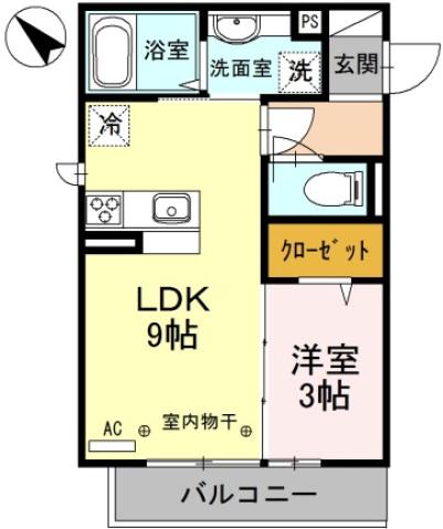 ELVITA 103(1LDK/1階)の間取り写真