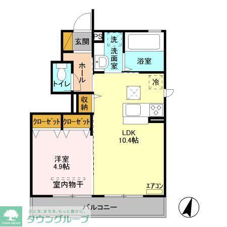 ハイツ宮地(1LDK/1階)の間取り写真