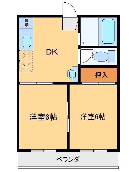 野村ハイツ(2DK/2階)の間取り写真