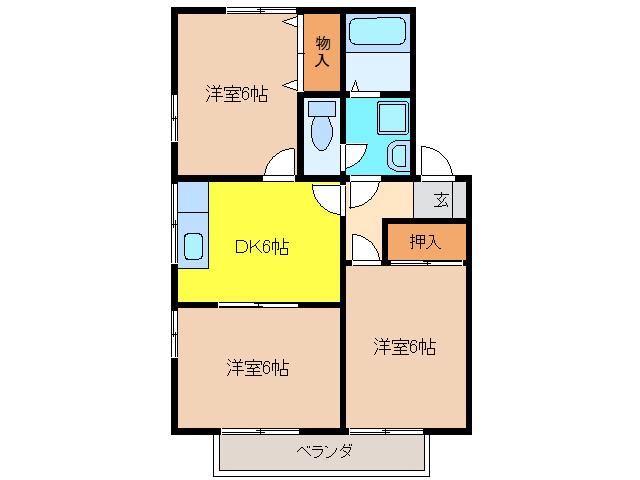 きららハイツ(3DK/2階)の間取り写真
