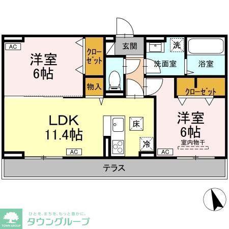 カサヴェール(2LDK/2階)の間取り写真