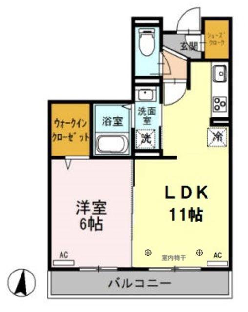 グランディール(1LDK/1階)の間取り写真