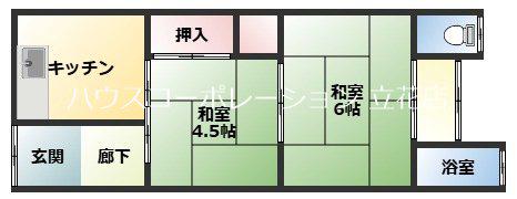 橋本文化(2K/1階)の間取り写真