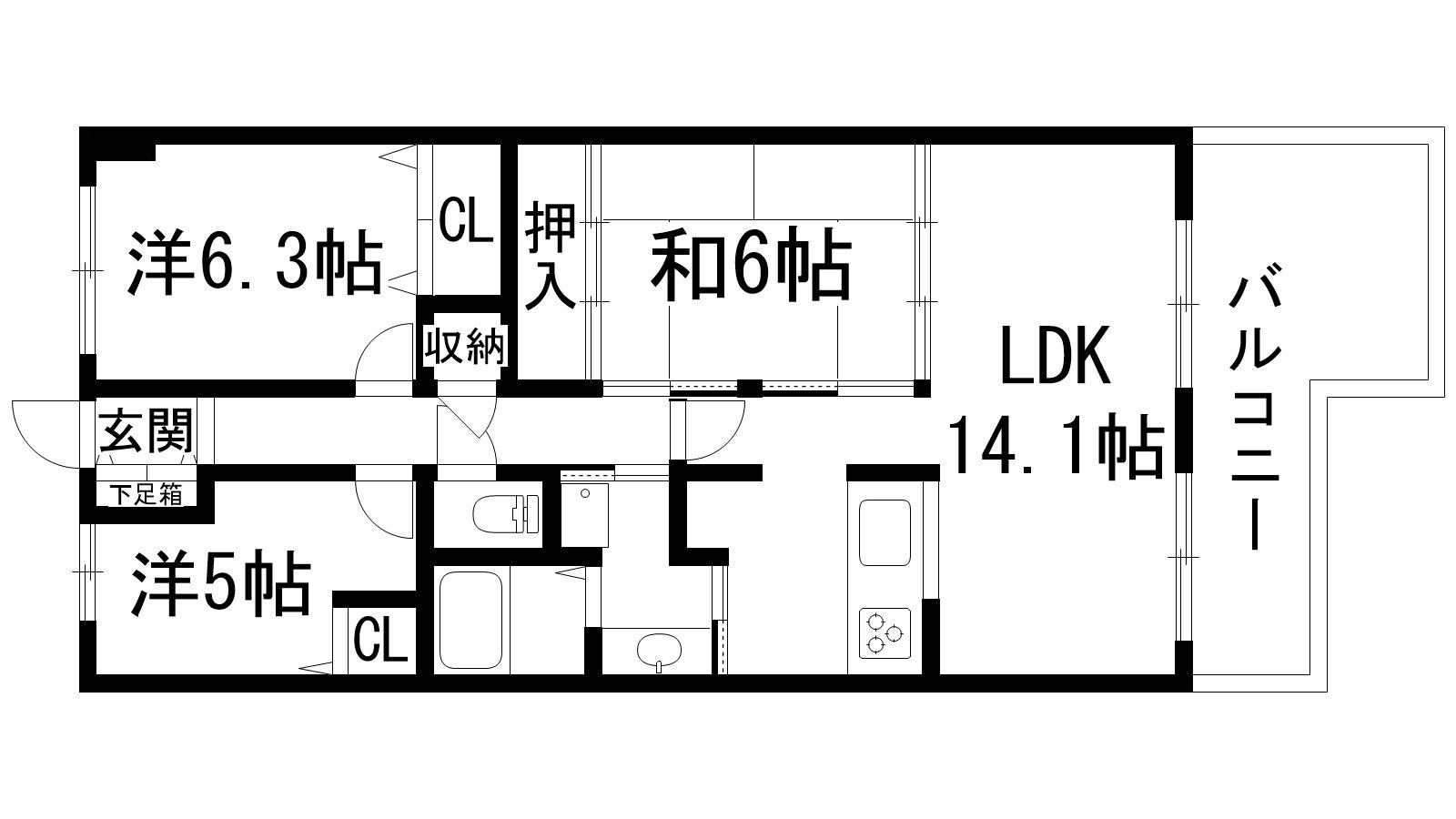 ラビスタ宝塚オクシア(3LDK/2階)の間取り写真