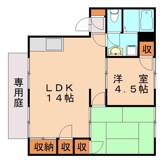 ドムス安部山(2LDK/1階)の間取り写真