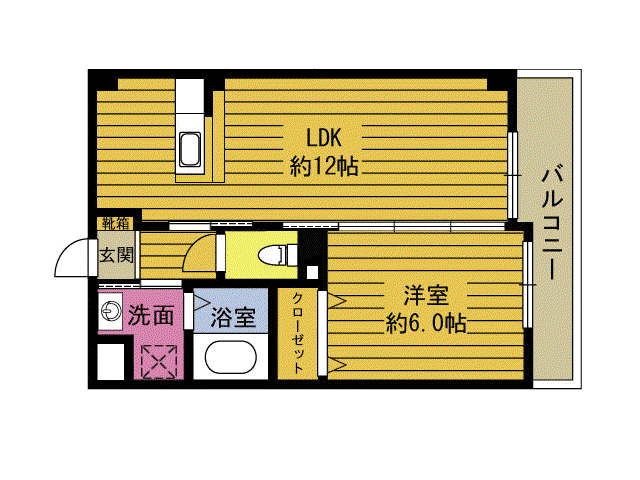 マノワール(1LDK/1階)の間取り写真