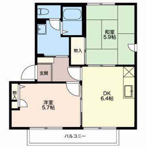 サンライズ21 A(2DK/2階)の間取り写真