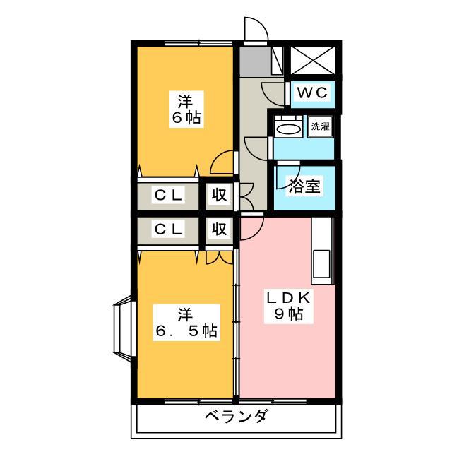 サンライトカーサI(2LDK/1階)の間取り写真