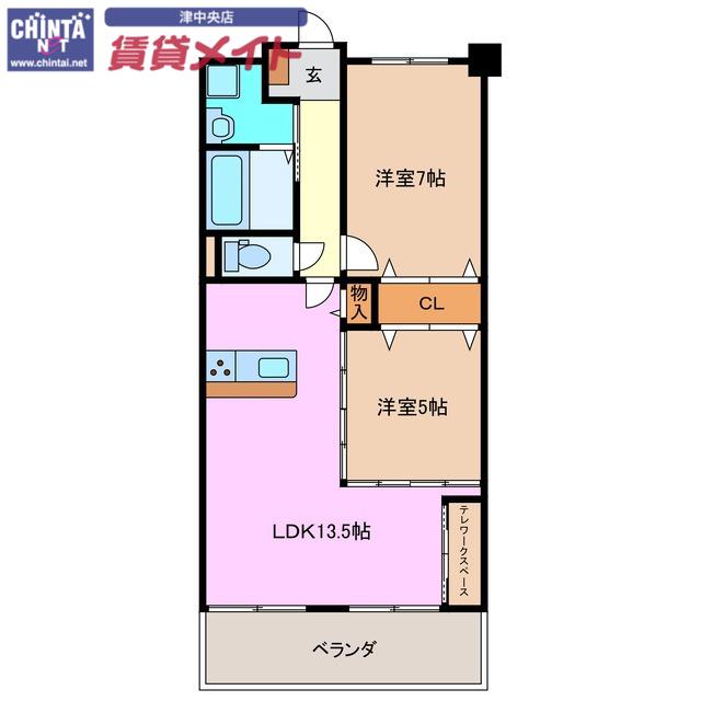 メゾンドゥールI(2LDK/4階)の間取り写真