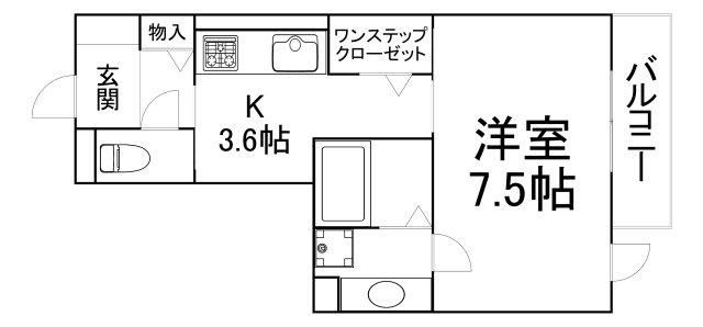 エストドミール野田(1K/1階)の間取り写真