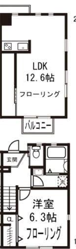 フィオーレ三ツ沢(1LDK/1階)の間取り写真