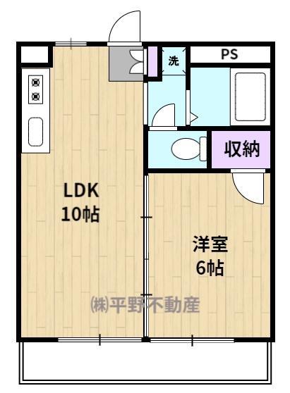 権藤ビル(1LDK/2階)の間取り写真