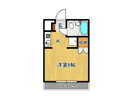 ハウスグルック(ワンルーム/3階)の間取り写真