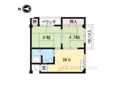 ロイヤルマンション(2DK/1階)の間取り写真