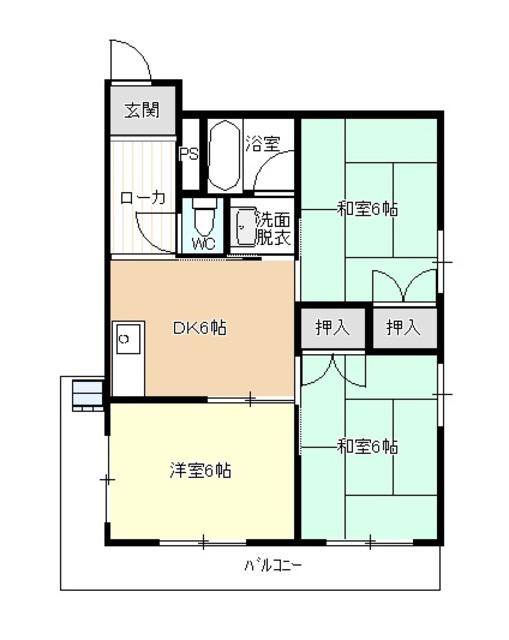 コーポやすり苑(3DK/3階)の間取り写真