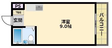 タートルハイツ(ワンルーム/3階)の間取り写真