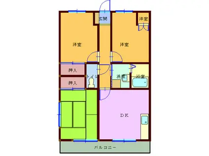 エトワール渡辺(3DK/1階)の間取り写真