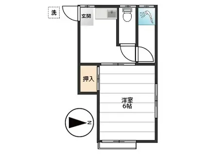 山下荘(1K/2階)の間取り写真