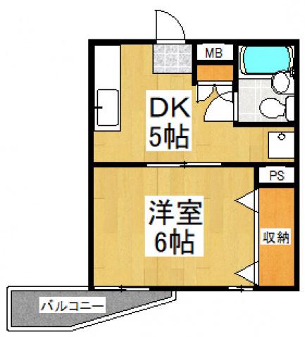 竹丘パークハイム(1DK/2階)の間取り写真