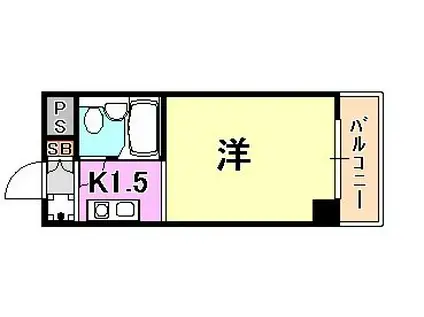 ライオンズマンション三宮(ワンルーム/8階)の間取り写真