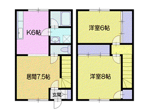オータムシャトーⅡ(2LDK/1階)の間取り写真