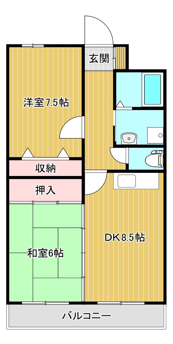 みどり荘(2DK/2階)の間取り写真