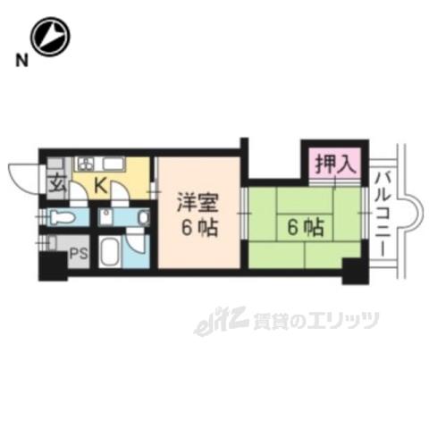 レジデンス御室(2K/2階)の間取り写真