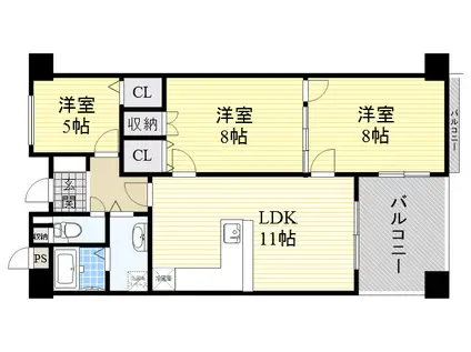 リッツ・サントノーレ(3LDK/6階)の間取り写真