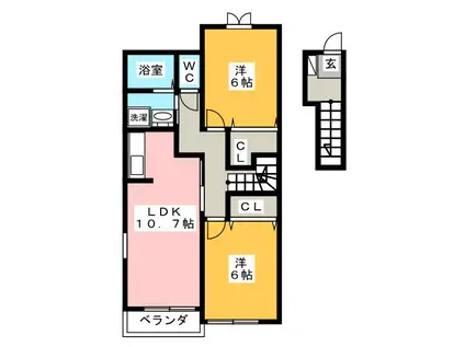グレイスA(2LDK/2階)の間取り写真