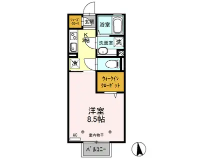 コモド A(1K/1階)の間取り写真
