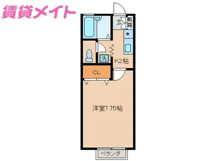 サンポート(1K/1階)の間取り写真