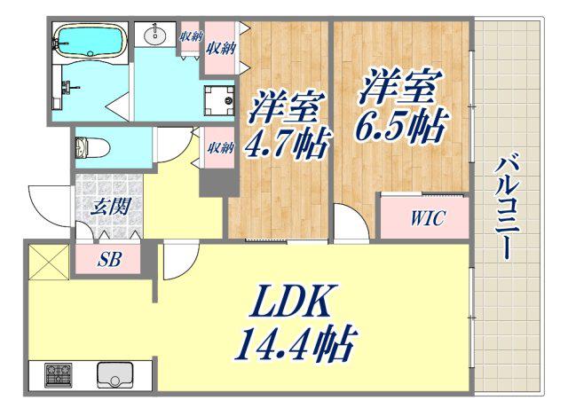 ジオタワー宝塚グランレジス(2LDK/28階)の間取り写真