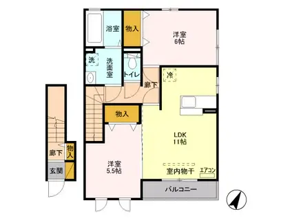 メゾン・ド・リリーフA(2LDK/2階)の間取り写真