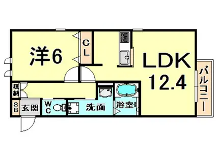 ヘーベルメゾンハナミズキ(1LDK/2階)の間取り写真