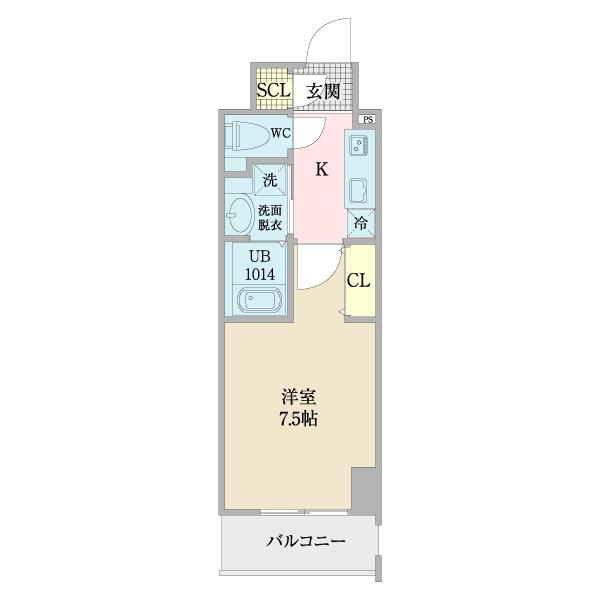 プレイズシード浅間町(1K/8階)の間取り写真