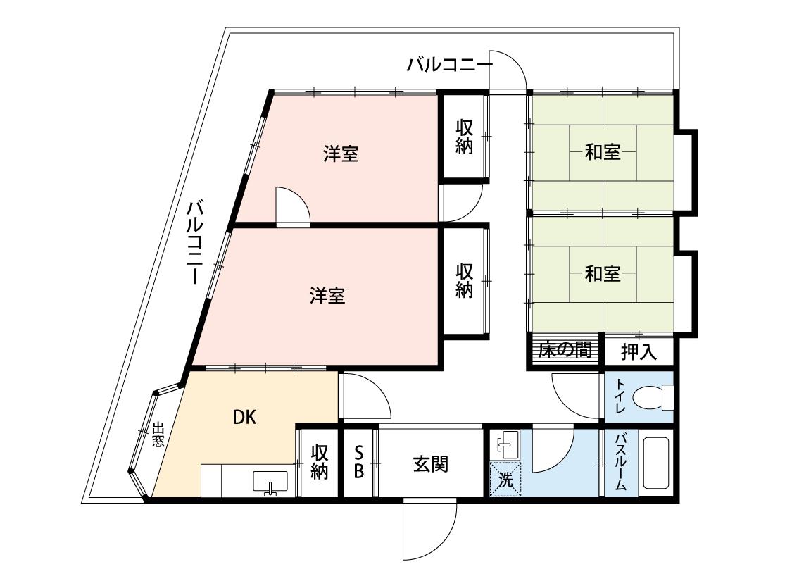寿ビル(4DK/2階)の間取り写真