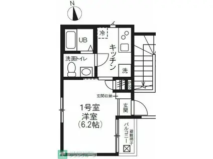 ディーアパートメントII(1K/2階)の間取り写真